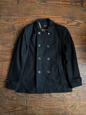 Kenneth Cole New York Black Double-Breasted Peacoat